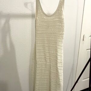 H&M Cream Crochet Maxi Dress - Sleeveless Knit Midi
